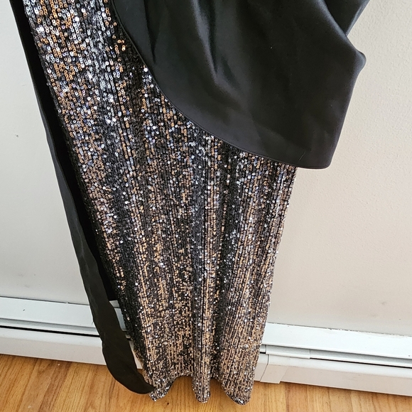 Jay Godfrey Dress Amira sequined mesh gown draped front black cocktail formal - Picture 14 of 15